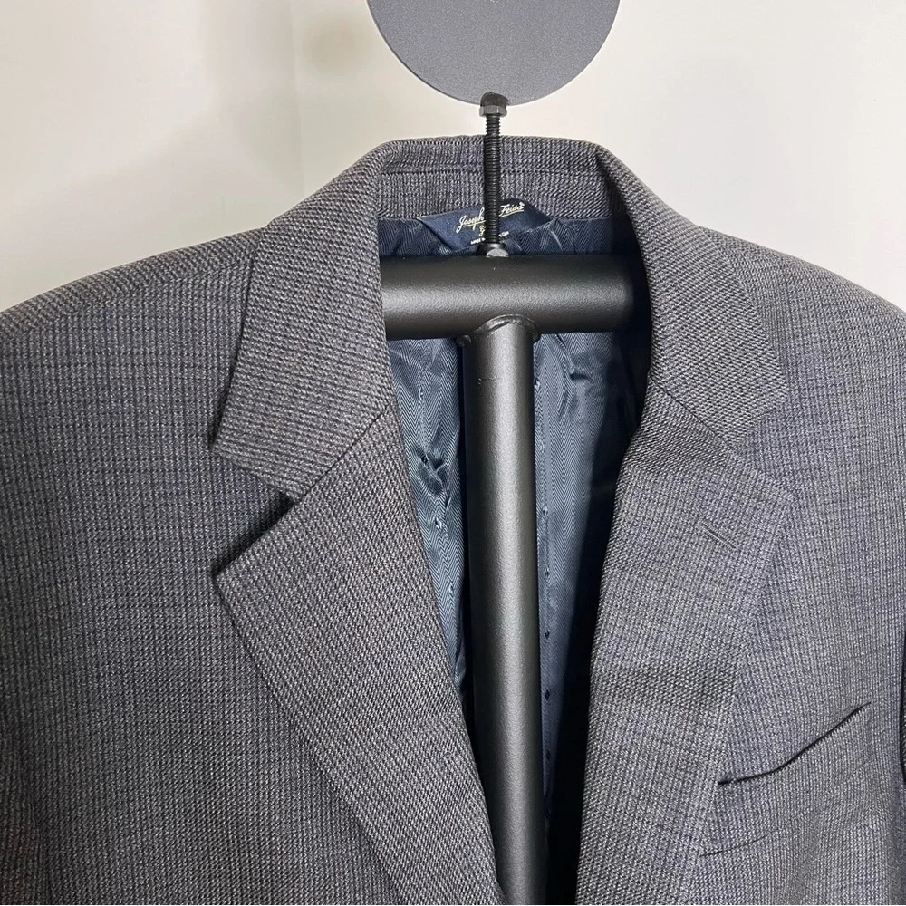 Joseph & Feiss Gold Men’s 38L Gray Wool Herringbone Blazer Suit Jacket